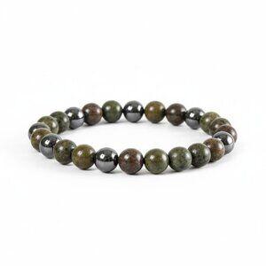 Dragon Blood Jasper, Hematite & Bronze Intention Bracelet